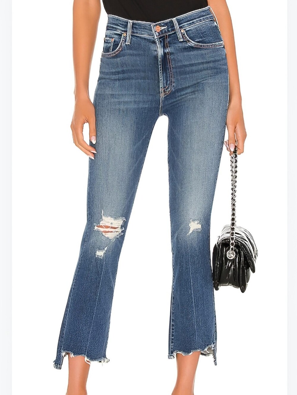 MOTHER DENIM The Insider Crop Step Chew Jeans - Dancing On Coals SZ 30